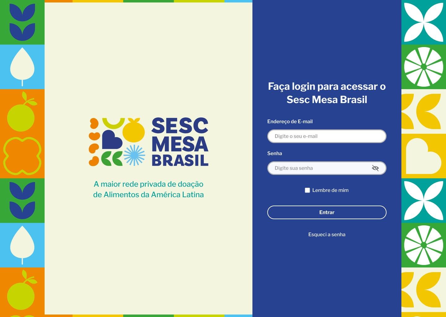 Mesa Brasil Tela de Cadastro Vazia (Desktop)